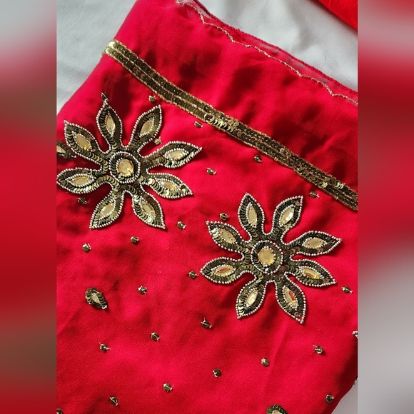 Red Saree & Blouse - Picture 3 of 7